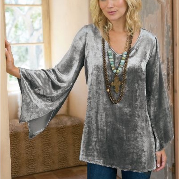 Soft Surroundings Tops - Soft Surroundings Silver Metallic Tunic